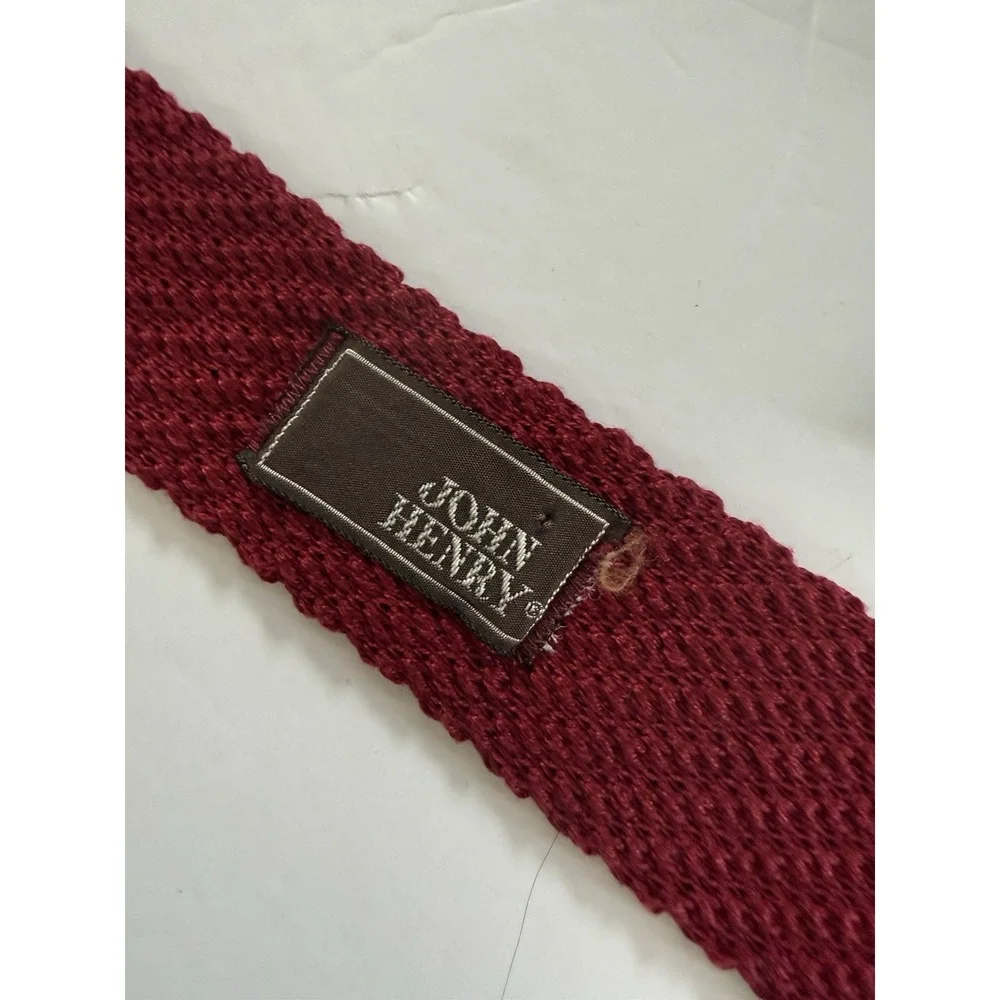 John Henry Red Knit Square Necktie 2.25 x 57